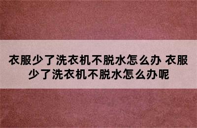 衣服少了洗衣机不脱水怎么办 衣服少了洗衣机不脱水怎么办呢